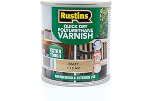 RustinsQuick Dry Poly Varnish Matt Clear 500ml -Tough, Water-Based Clear Finish in Gloss, Matt or Satin; Durable Protection for Interior Wood, Furniture and Floors