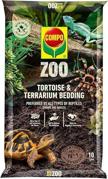 COMPO Zoo Schildkröten- & Terrariensubstrat - für Landschildkröten, Spinnen, Insekten und Reptilien - 10 Liter, Braun - 1