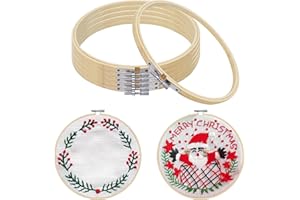 CURTZY (Set da 6) 26.5 cm - Cerchio per Ricamo in Legno di Bambù - Telaio Ricamo Rotondi Regolabili - Telaio Punto Croce per Fai da Te e Cucito