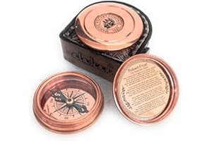 ALADEAN 'Brass Compass 2'' | Engraved Quote Gift for Birthday Anniversary Wedding Christmas Thanksgiving Graduation Confirmation Baptism'