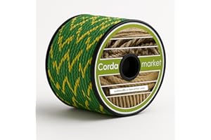 CORDAMARKET Cuerda Driza Poliéster Alta Tenacidad Adulto Unisex Amarillo/Verde 8mm x 15m