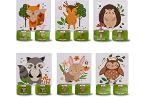 Bada Bing 12-częściowy zestaw magicznych ręczników zwierzęta leśne bawełniane myjki czarodziejskie ręczniki dla dzieci ok. 30 x 30 cm 6-krotne s. urodziny dziecka prezent urodzinowy upominek