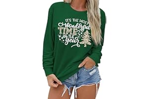 hohololo Christmas Sweatshirts Women Xmas Shirt Christmas Tree Graphics Pullover Holiday Long Sleeve Tops