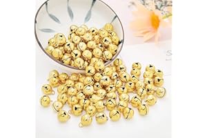 HERZWILD Gold Jingle Bells of 120pcs Musical Jingle Sleigh Bells for Jewellery Crafts Gift Wrapping Christmas Party Decoration (Gold)