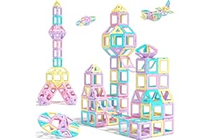 MAUIKAY Magnetic Tiles Baby Toys, 42PCS Magnetic Building Blocks for 3+ Year Old Boys Girls, STEM Educational Toys for Kids Christmas Birthday Gifts (Macaron)