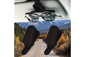 TIESOME Lot de 2 supports de lunettes de soleil pour voiture - En cuir magnétique - Pour pare-soleil de voiture - Accessoire de voiture - Noir