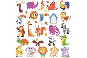 CHYEEH 5D Kit de Pintura Diamond Painting para Niños, 24 Piezas Pintura Diamantes Stickers DIY Pintura de Diamantes Animales, Mosaicos Dibujo de Diamantes Pegatinas para Niños y Adultos Principiantes