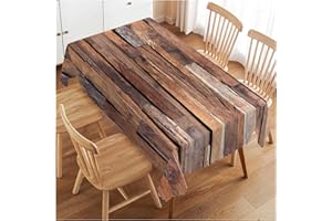Walmsco Tablecloth Vintage Wood Board Brown Decor For Dining Room Kitchen Rectangular Table Cover 132 * 178cm