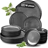 Moritz &amp; Moritz VIDA Complete 18-Piece Dinnerware Set &ndash; Dinner Plates in Anthracite &ndash; 6 Dinner Plates, 6 Soup Plates, 6 Break