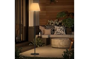 Amdelne Lampadaire Solaire Extérieur, Lampe de Pied Sans Fil USB Rechargeable 4000mAh, Télécommande Dimmable 3000K+RGB avec Capteur, IP65 H147cm, Décoration Jardin Terrasse Patio Balcon