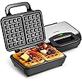 VonShef Waffle Maker, Dual Belgian Waffle Easy Clean Non-Stick Coated Plates & Automatic Temperature Control, Compact Stainless Steel Design – 1000W