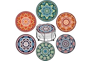 YumSur Set di 6 Sottobicchieri assorbenti, sottobicchieri Decorativi con supporto, per caffè Cucina Bevanda, Sottobicchieri per Bevande in Pietra Ceramica, Boccale, Vino, Tazze, Bicchieri, Vetro
