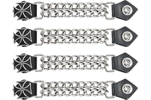 Dream Apparel 4PCS Motorcycle Vest Extenders for Men, Biker Vest Extenders with Faux Leather Ends and Double Chrome Chains