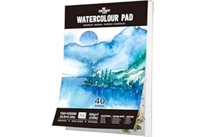 Stationery Island Watercolour Paper A6 300 g, 40 Sheets Watercolour Pad A6, Watercolour Paper for Watercolours, Watercolour Paper Postcards, Watercolour Paper for Students, Beginners, Sketchbook