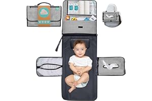BABY DYOLI Sac à langer bébé de voyage XL. Ce sac pour changer les couches est un sac démontable avec 6 pochettes ou trousses pour les affaires de bébé. Sac à langer pliable Imperméable (Pack Normal (Noir))