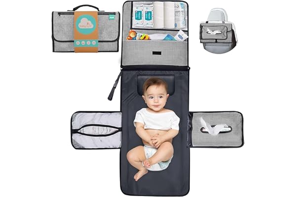 Sac à langer bébé de voyage XL. Ce sac pour changer les couches est un sac démontable avec 6 pochettes ou trousses pour les affaires de bébé. Sac à langer pliable Imperméable (Pack Normal (Noir))