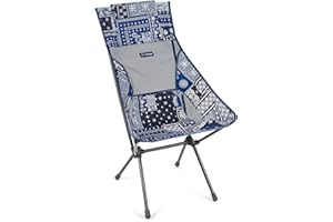 ‎HELINOX Helinox Sunset Chair | Mit seinem erweiterten Design ist Dieser Stuhl möglicherweise die ultimative Kombination aus Verstaubarkeit, Komfort und Unterstützung (Blue Bandanna Quilt + Pockets)