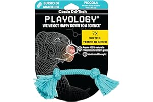 Playology Giocattolo per Cani in Corda Dri-Tech - Giochi per Cani di Piccola Taglia (Fino a 15 kg) - Profumo Naturale di Burro di Arachidi, Resistente ai Masticatori Aggressivi - 1 Corda Dri-Tech Blu