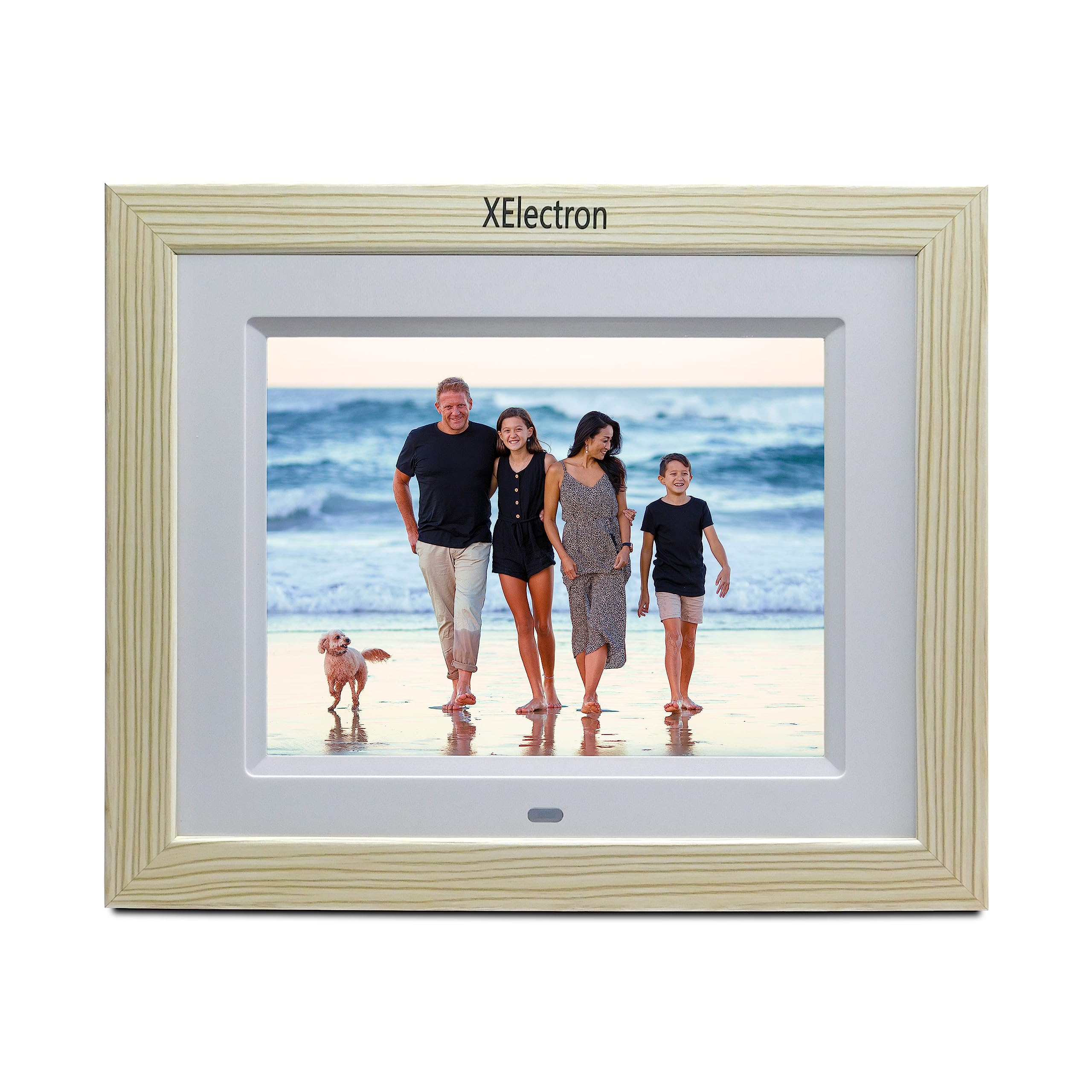 XElectron 8 inch IPS Digital Photo Frame with HD Display, Auto-Rotate, Play Photos, Videos, Music and Slideshow with SD Card, USB Ports (White)