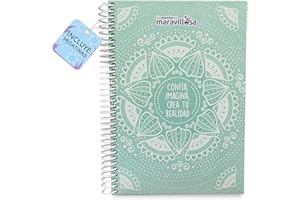 LA MENTE ES MARAVILLOSA - Cuaderno A5 con Espiral, Tapa Dura y Frase |Confía, Imagina, Crea tu Realidad| Libreta con Hojas de 90 g y Pegatinas, Regalo Original (Diseño Mandala V)