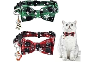 SUNSHINE SMILE 2 Stück Weihnachts Halsband,Weihnachten Katzehalsband,Katzenhalsband Schleif,Kleine Hundehalsbänder Verstellbares,Katzenhalsband mit Schleife,Welpenhalsbander,Hundehalsband Weihnachten