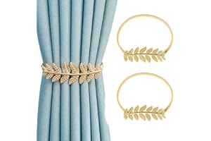Newsmy 2 Pcs Tie Backs for Curtains, Creative Leaf Curtain Tie Back, Curtain Holdbacks Curtain Ties for Home, Outdoor Curtain Decoration (2 Pcs Gold Leaf)