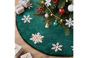 Lanpn 75cm Bestickt Weihnachtsbaum Decke Christbaumdecke, Samt Schneeflocken Rund Tannenbaum Decke Unterlage Teppich, Weihnachtsbaumdecke für Christbaumschmuck Weihnachtsdeko (Grün, 75 cm)