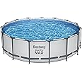 Bestway Steel Pro | Max Round Frame Swimming Pool with Filter Pump, Above Ground Frame Pools, Grey, 15ft