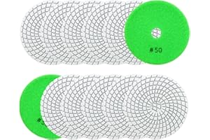 SANLEETEK Nass Diamant Polierscheiben - 12 Stücke 100mm Diamant Polierpad Körnung 50 für Granit Marmor Kunststein Quarz für Winkelschleifer