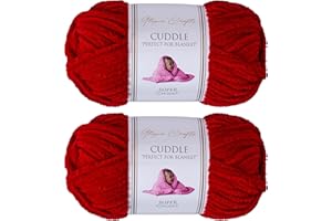Utopia Crafts Cuddle Super Chunky Chenille Yarn Cherry Red, 100g 60m Ball, Fluffy, Soft & Easy to Use, Perfect for Crochet & Knitting, Machine Washable, Beginner-Friendly Wool Alternative - Pack of 2