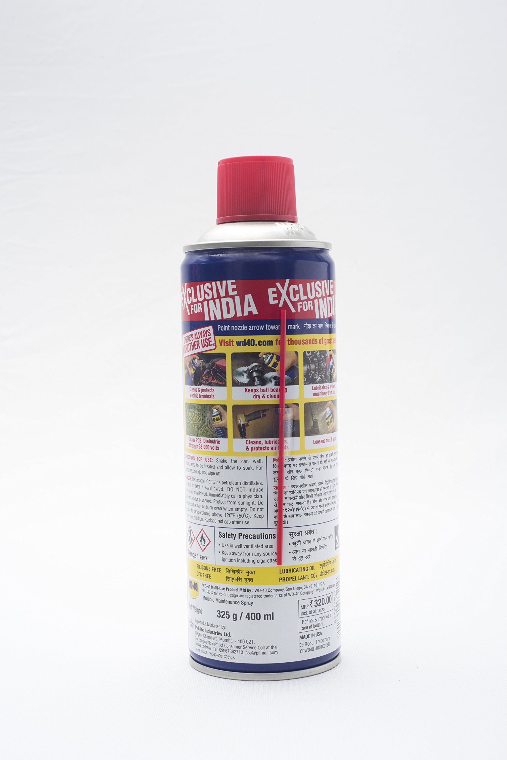 Pidilite WD-40, Multipurpose Spray, Rust Remover, Cleans Bike Chains, Hinge Lubricant, Stain Remover, Degreaser, and Cleaning Agent, 420ml (341g) - Image 3