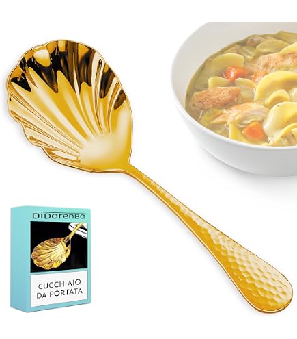 Mestolo Da Zuppa In Acciaio Inossidabile 304 Dorato - Cucchiaio Per Porridge E Stufati, Lungo 26,5 Cm