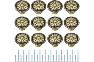 ATOPO 12 Pièces Boutons de Tiroir Ronds, Poignée Cuisine avec 2 Vis de Taille pour Meubles, Armoire, Commode, Parfait pour Porte, Bureau, Chambre, Placard (Bronze)