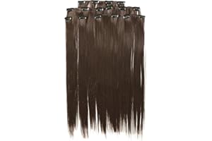 Prettyland antystatyczny zestaw 7 sztuk klipsów 50 cm długie gładkie brązowe przedłużenia włosów 6