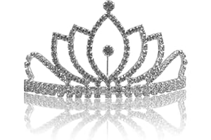 Katara 1738 - Silbernes Strass Diadem mit Kamm für Damen oder Mädchen für Hochzeit, Brautjungfern, Kommunion, Konfirmation
