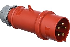 MENNEKES 4 Mennekes 101200154 Klinke EWG Pro Top, Steckdose, 400 V, 50 – 60 Hz, 32 A, 5-polig, IP 44, rot
