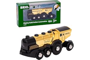 BRIO World 33630 Goldene Batterielok mit Licht und Sound - Mit Auskoppel-Funktion zur Nutzung als Schiebelok - Empfohlen ab 3 Jahren