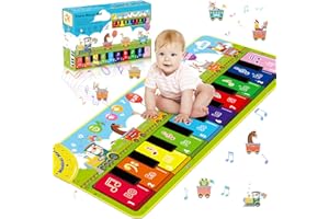 KIMIGO Tappetino Musicale per Bambini,Tappeto Musicale Bambini 1 Anno con 7 Animali e 10 Melodie,Tappetino per Pianoforte,Tappeto da Danza,Regali Compleanno per Ragazzi Ragazze 1 2 3 Regalo Natale