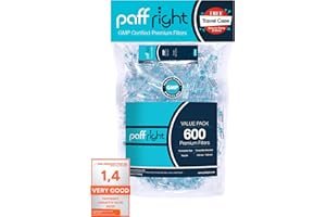 Punte per Tabacco Paffright, Filtri per Tabacco, 600 Bocchini Pezzi per Confezione, Filtro per Sigarette da 8 mm, Bocchino per Sigarette, Microbocchino per Taglie Regolare e King