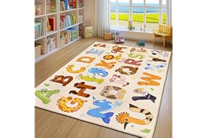 GthreeD Kids Carpet Playmat Rug Alphabet Animals - Nursery Area Rug 120x160 cm Large Soft Crawling Play Mat for Children Toddlers Bedroom Playing and Learning,Soft & Non-Slip.