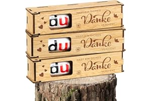 BOFUNX 6pcs Kleines Dankeschön Geschenk - du hast ein dickes Danke verdient Holz Geschenkbox für Schokolade Verpackung Danke Abschiedsgeschenk für Mama Papa Kollegen Lehrer Erzieherin Kita