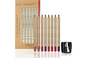 CCbeauty Lip Liner Pencil Makeup Matte Lip Liner Pen Waterproof Long Lasting Lipstick Liner Slim 8 Color Set with Sharpener