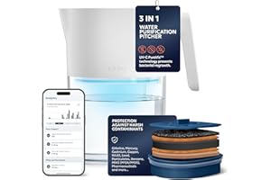 LARQ PureVis 3-in-1 Caraffa 1,9L -Autopulizia UV, rimuove PFAS, Cloro, Piombo e altro – App Smart Tracking – Filtro di origine vegetale – Garanzia 2 Anni, Pure White