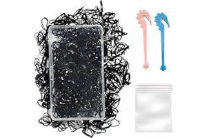 Wamza 1000 Pcs Black Small Elastic Hair Bands For Women, 2 Pcs Small Hair Elastics Bands For Hair Remover Cutter, Small Hair Bands For Braiding, Small Black Rubber Bands For Hair With Storage Box