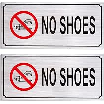 "Please Remove Your Shoes" No Shoes Allowed Sign Sticker - 7.5" X 5.5", Weather Resistant Vinyl (Pack Of 2)