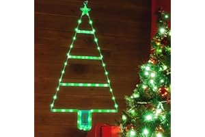 Moxled Battery Christmas Lights - 2ft LED Ladder Christmas Lights with Timer, 8 Modes, Waterproof Ladder Christmas Tree Lights for Outdoor Indoor Window Door Wall Xmas Decorations (Green)