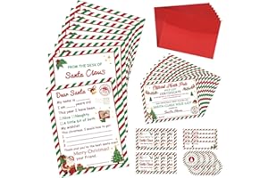 COCHIE Letter to Santa Kit, Letters from Santa, Christmas Writing Set Includes Christmas Wishlist, Nice List Certificate, Red Envelopes, Stickers, Seals, Address Labels