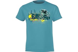 BADDERY Maglietta da Bicicletta per Bambini : Biking Passion - MTB Mountain-Bike - Idea Regalo Bambino Bambina - T-Shirt Ciclista - Camicia Bici Velo Downhill - Sport Maglia Ciclismo