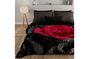 PETTI Artigiani Italiani - Trapunta Matrimoniale Invernale, Piumone Matrimoniale, Trapunta Double Face Tinta Unita e Stampa Digitale Black Roses, Made in Italy