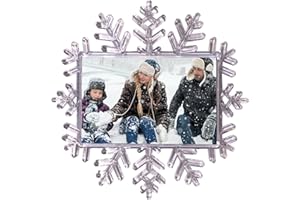 Adventa Christmas Fridge Magnets, Snowflake Medium, Photo Insert 7 x 4.5 mm (Pack of 2) - Ideal Personalised, Stocking fillers or Home Decor